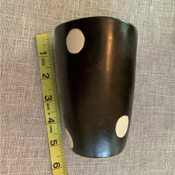 Vintage 1950’s MCM Atomic Matte Black Polka Dot Pitcher & 6 Glasses Signed - Picture 5 of 11